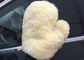 Γνήσιο Sheepskin αυτοκινήτων πλυσίματος αυτοκίνητο μαλλιού γαντιών πυγμαχίας παχύ που απαριθμεί το μπεζ γαντιών πυγμαχίας πλυσίματος προμηθευτής
