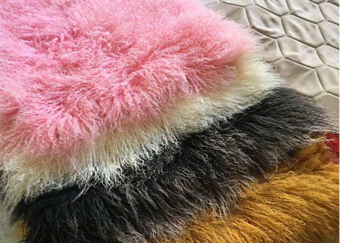Η βαμμένη μογγολική γούνα πολυτέλειας ρίχνει για τους καναπέδες, μικρή μακριά Sheepskin μαλλιού κουβέρτα