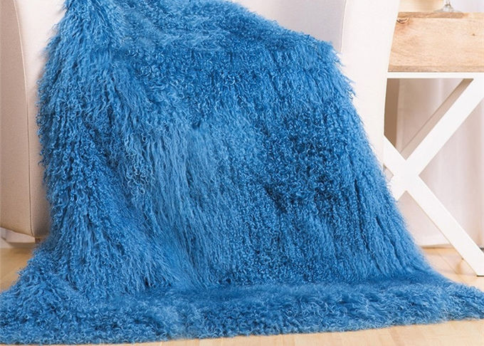 Η μογγολική Sheepskin εγχώρια διακόσμηση κουβερτών προσαρμόζει διάφορα μπλε χρώματα γουνών δέρματος σχεδίου τα γνήσια