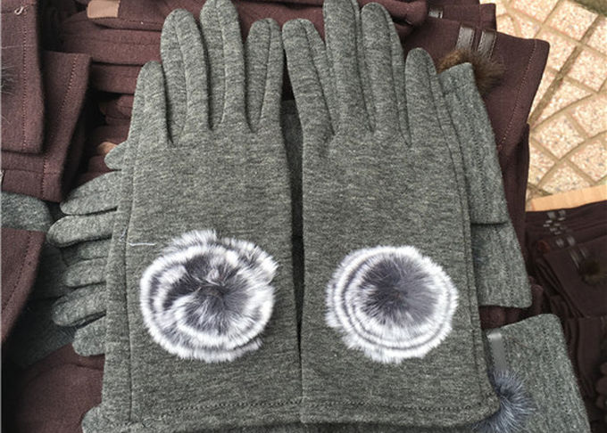 Το θερμότερο Sheepskin δέρας βελούδου γαντιών φορά γάντια στην οθόνη αφής γουνών κουνελιών Rex κόκκινου χρώματος