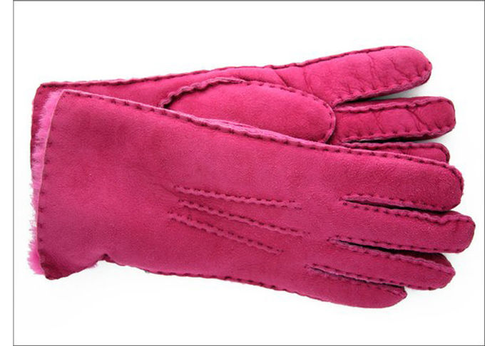 Θερμότερα Sheepskin Handcrafted γάντια, γάντια Shearling αρνιών Handsewn Sueded των γυναικών