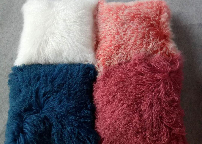 Μακρυμάλλες Sheepskin πραγματικό σγουρό lambswool μαξιλαριών γουνών προβάτων μογγολικό μαξιλάρι