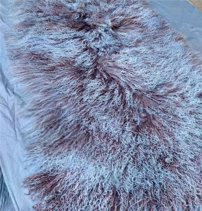 Η μακρυμάλλης σγουρή μογγολική Lambswool μαξιλαριών γουνών προβάτων θιβετιανή γούνα ρίχνει το μαξιλάρι