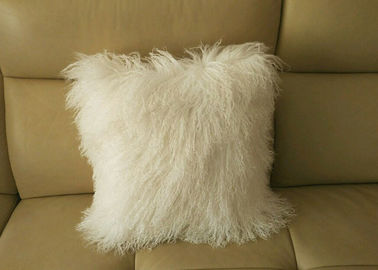 Κίνα Το μακρυμάλλες άσπρο χνουδωτό μαξιλάρι καλύπτει άνετο μαλακό με τη θιβετιανή γούνα αρνιών προμηθευτής