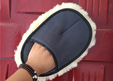 Κίνα Κοντό Sheepskin μαλλιού γάντι πυγμαχίας πλυσίματος αυτοκινήτων μαλακό με την ενιαία πλαισιωμένη γούνα 24,5 X 19cm προμηθευτής