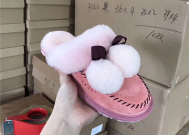 Κίνα Ανοικτό ροζ μαλακές μόνες παντόφλες μαλλιού προβάτων για την κρεβατοκάμαρα, παντόφλες σπιτιών των γυναικών προμηθευτής