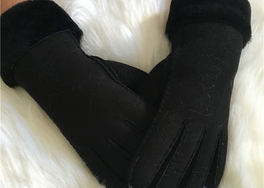 Κίνα Ευθυγραμμισμένο Shearling ατόμων γαντιών γάντι δέρματος ραμμένων των χέρι καθαρών Sheepskin πραγματικών γούνα προμηθευτής