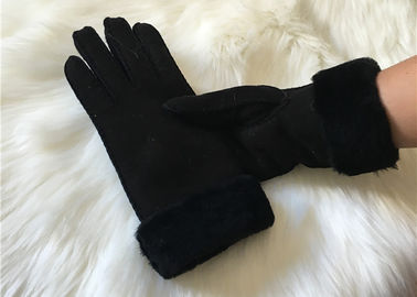Κίνα Sheepskin προσώπου χειμερινών γαντιών προβιών γυναικείου μαύρο Shearling διπλό γάντι δέρματος προμηθευτής
