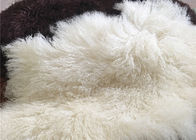 Η μακρυμάλλης φυσική σγουρή μογγολική άσπρη γούνα Materiral μαλλιού προβάτων για το κρεβάτι ρίχνει