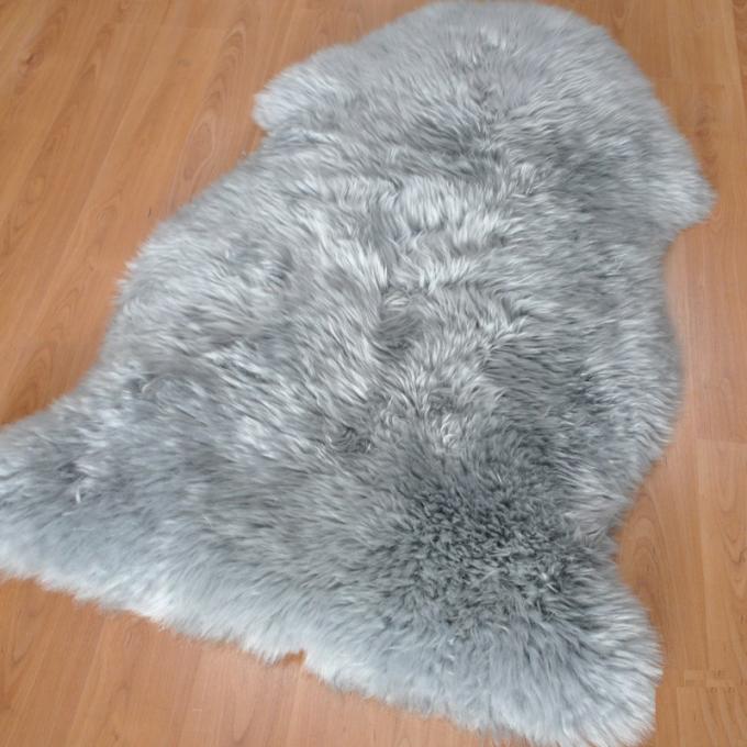 Εγχώριο γνήσια μακριά αυστραλιανή Sheepskin κουβέρτα με το ανοικτό γκρι μαλλί 60x90cm