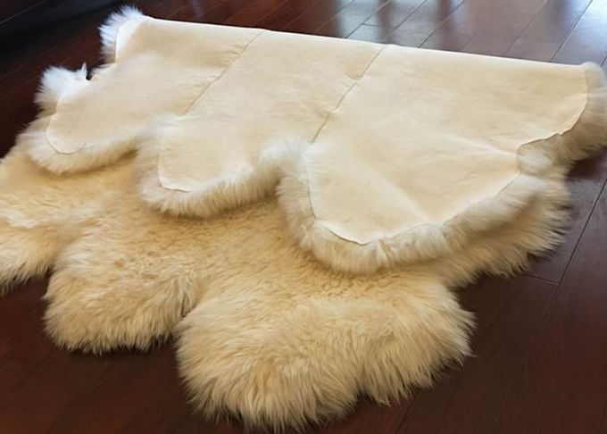 Άσπρη κουβέρτα 6 καθιστικών γουνών ελεφαντόδοντου δέρμα, Sheepskin κρεβατοκάμαρων 5,5 X 6 FT κουβέρτες 