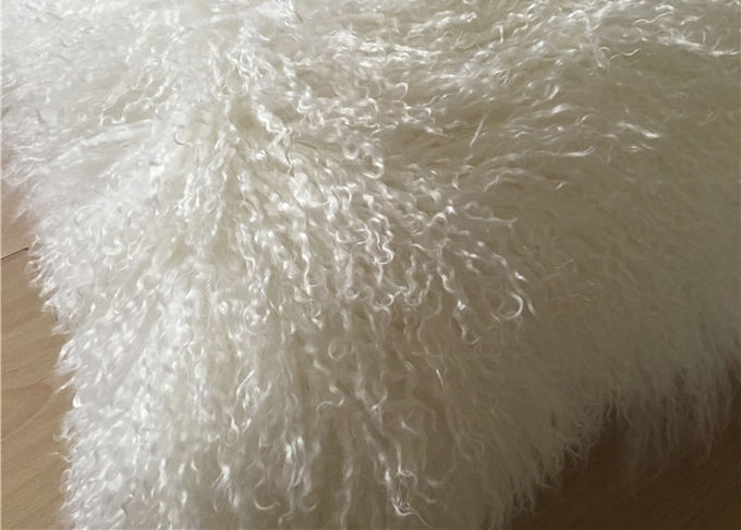 Η μογγολική γουνών μαξιλαριών δασύτριχη πραγματική γούνα προβάτων κρέμας θιβετιανή ρίχνει το μαξιλάρι 18