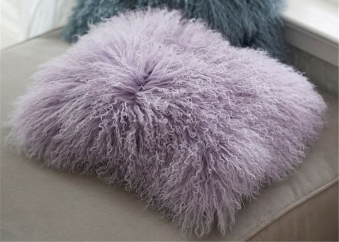 Η μογγολική Lavender μαξιλαριών γουνών πραγματική γούνα προβάτων πολυτέλειας θιβετιανή ρίχνει 16 ίντσα