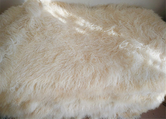 Μακρυμάλλης στρογγυλός μογγολικός ανοικτό γκρι ομαλός μαξιλαριών γουνών με την επένδυση γουνών προβάτων Shearling