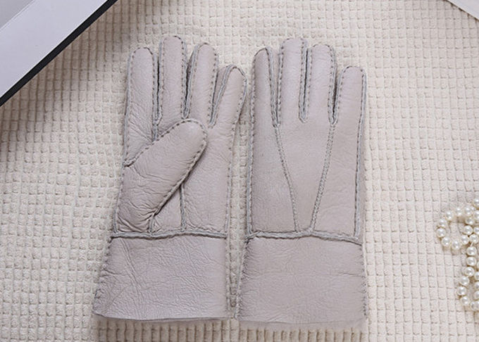 Διπλά χειμερινό Sheepskin προσώπου γάντια δέρματος με Lambswool την επένδυση/το φυσικό βαμμένο χρώμα