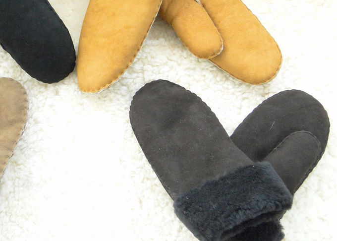 Θερμότερα γάντια γυναικών σουέτ δέρματος προβιών