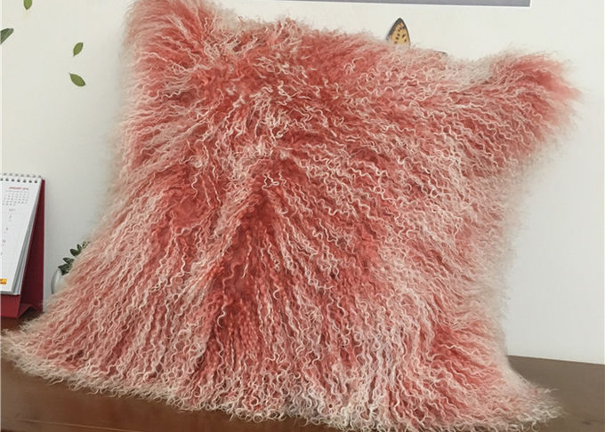 Το μογγολικό Sheepskin εγχώριων ντεκόρ μαξιλαριών γουνών γνήσιο μογγολικό θιβετιανό ροζ μαλλιού αρνιών ρίχνει το μαξιλάρι