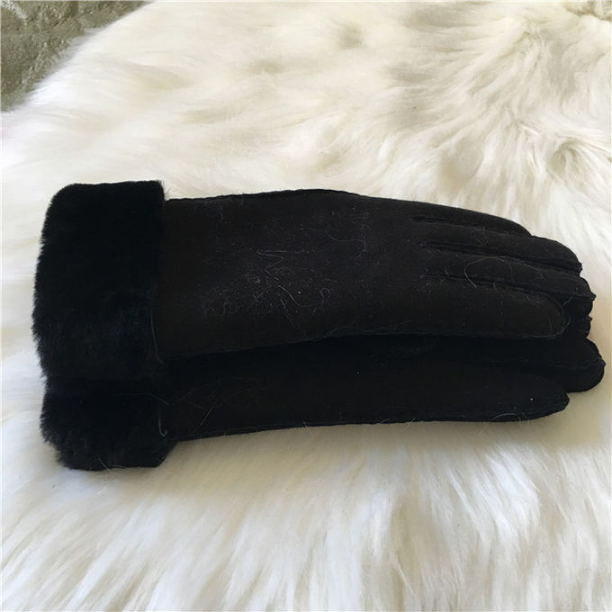 Sheepskin Handsewn διπλά χέρι-ραμμένα πρόσωπο γάντια Shearling Leahter γαντιών μαύρα